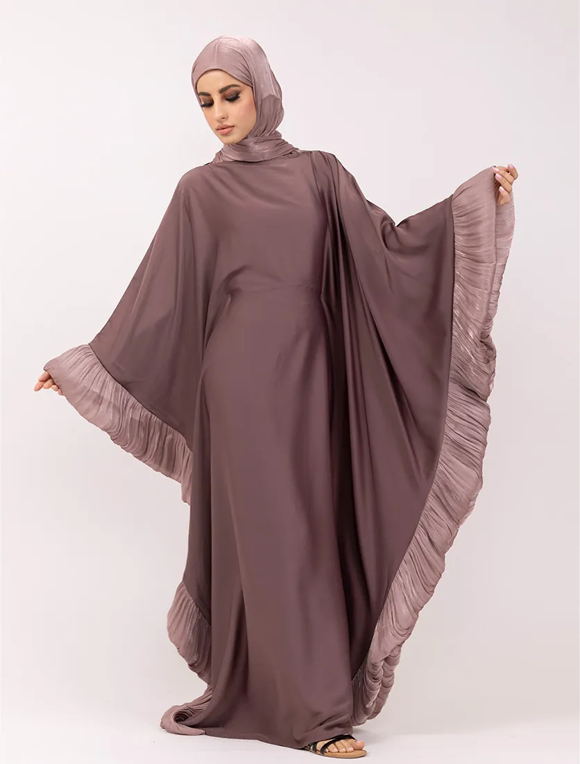 Mauve Organza Trim Kaftan